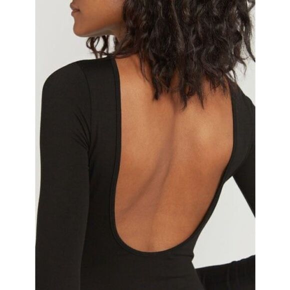 Ninety‎ Percent long sleeve round neck low back bodysuit black M ￼New - Picture 4 of 14